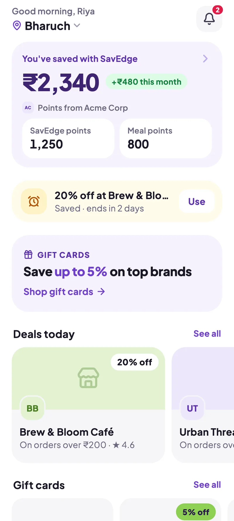 SavEdge home screen