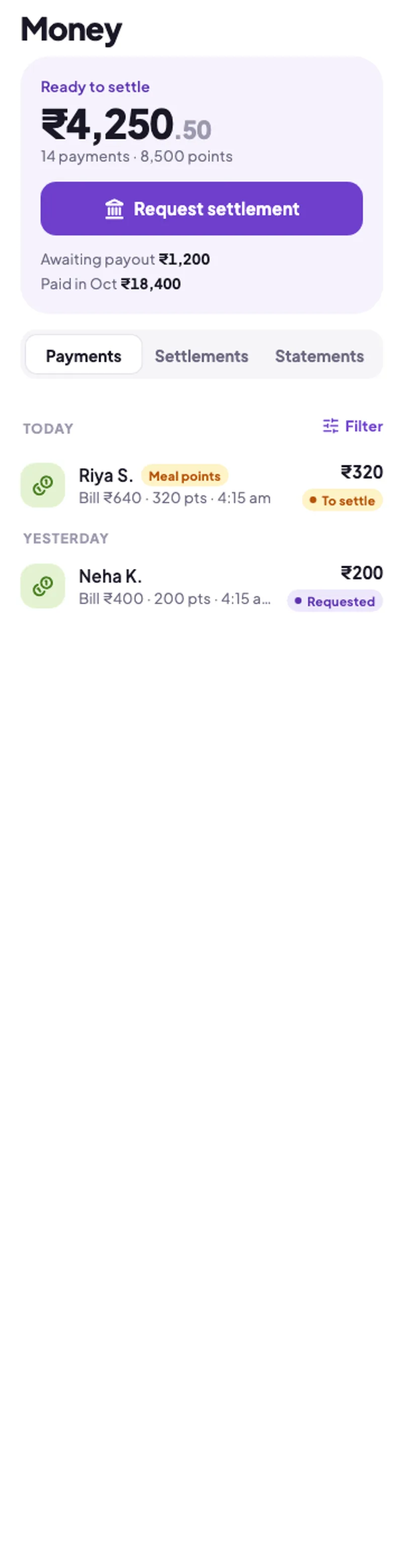 Money ready to settle in the SavEdge Vendors app